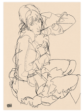 Egon Schiele Sitting Woman Sketch - Art Print